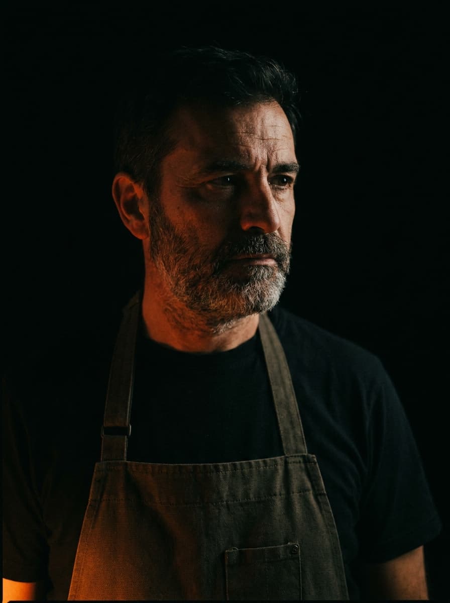 Julián Ferro, cocinero de BRASA 17, frente a la brasa